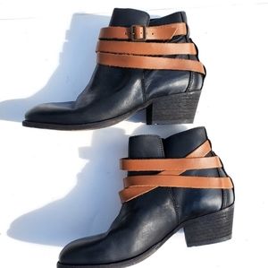 Madewell Black and Tan Ankle Boots Western Cowgirl Festival Hand Crafted